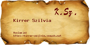 Kirrer Szilvia névjegykártya